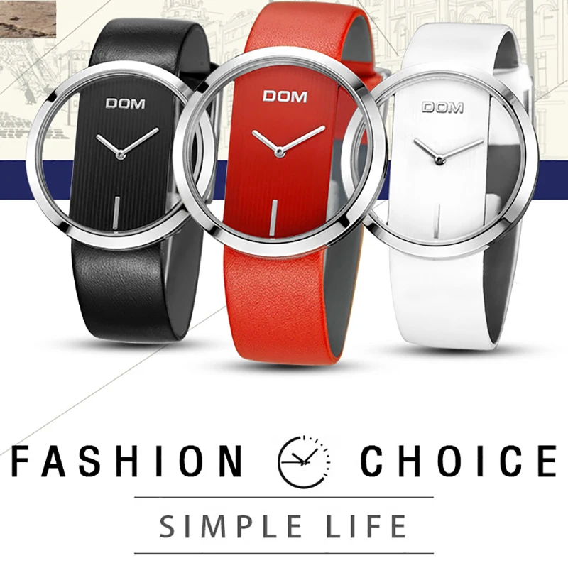 DOM Роскошные Брендовые женские часы Мода Повседневное кварцевые уникальный