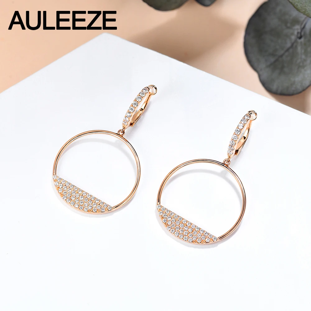 AULEEZE Настоящее 14K розовое золото Moissanite алмазные висячие серьги модная