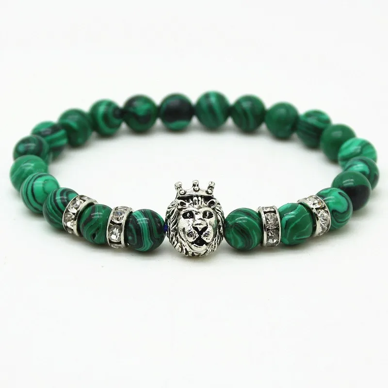 Браслет мужской из бисера 8 мм малахитовые каменные бусы | Украшения и аксессуары