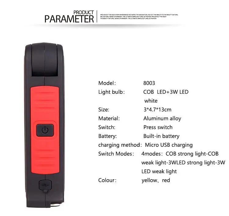 Портативный складной зарядка через usb COB светодиодный Рабочая вспышка светильник чрезвычайная ситуация вне дома патрульная машина осмотра магнит Фонари фонарь рабочий светильник