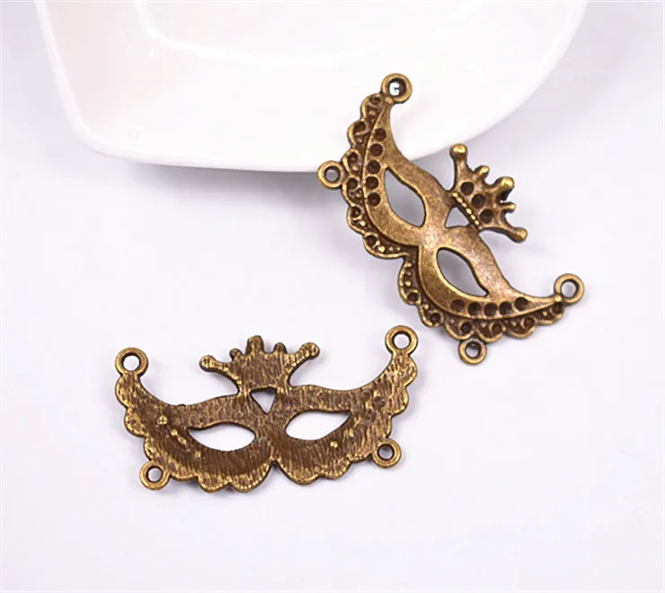 39*20 мм 6 шт Античная бронзовая покрытая Королева Маска соединитель подвеска-Шарм