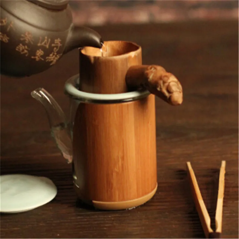 New Creative Natural Bamboo Tea Filter Strainer with Handle Handmade Craft Novelty Teal Tools Drinkware | Дом и сад