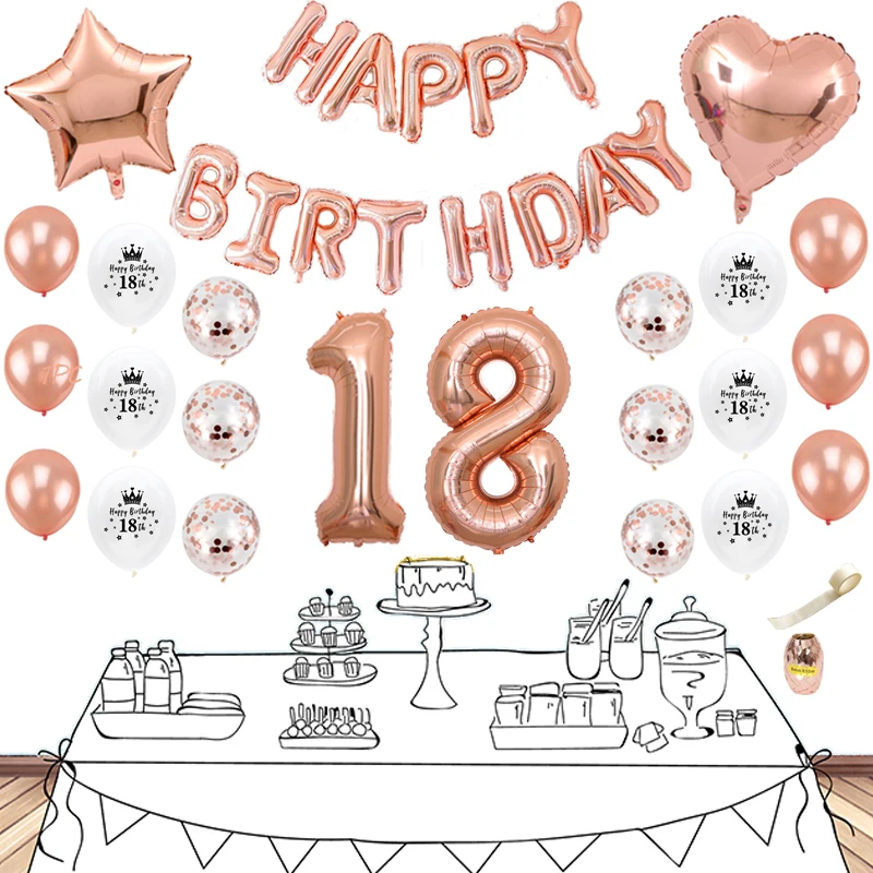 Украшения из розового золота 18 дюймов 26 шт.|Воздушные шары и аксессуары| |