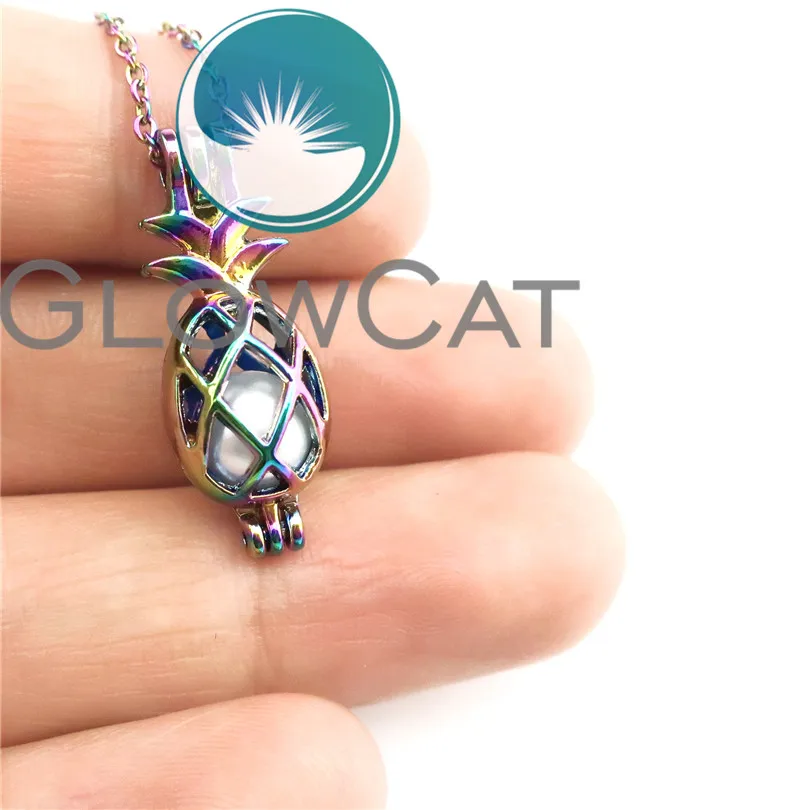 R-C46 Радуга Цвет фрукты бусины в виде ананаса Клетка подвеска духи аэрозольный