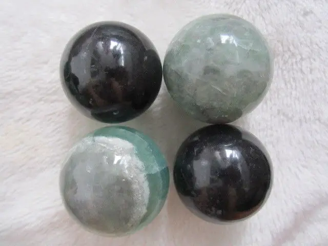 4 шт. ТОП! НАТУРАЛЬНЫЙ прозрачный ФЛЮОРИТ &amp obsidian ХРУСТАЛЬНЫЙ ШАР 40 мм | Дом и сад