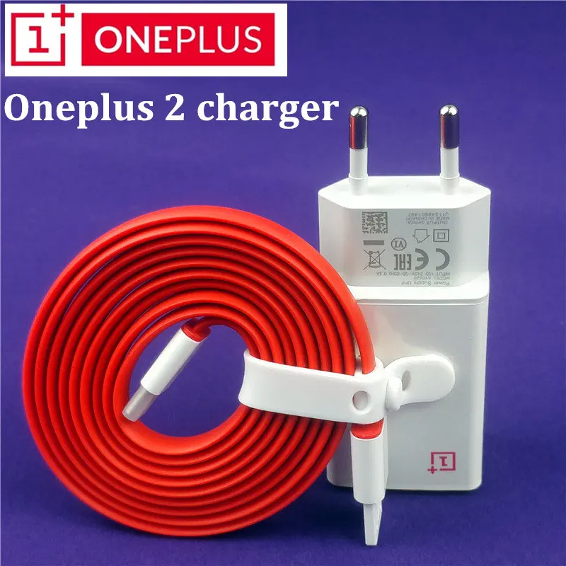Оригинальное зарядное устройство EU Oneplus 2, 5 В/2 А, блок питания, адаптер, зарядка 100 см/150 см, красный кабель usb type C для one plus 2
