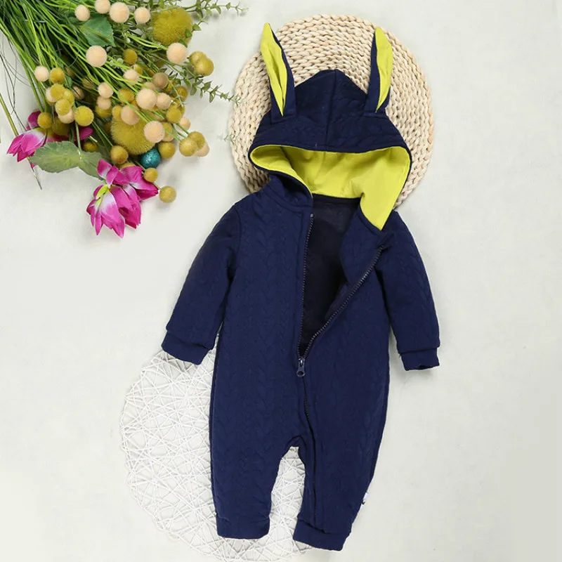 Cute Ear Hooded mantle Baby coat Rompers For Boys Girls Clothes Newborn Plus thick velvet fleece Clothing Jumpsuit Infant jacket | Детская