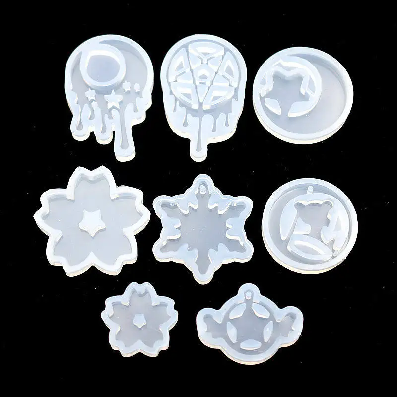

SNASAN 8pieces Silicone Mold for jewelry tear moon star Trojan Resin Silicone Mould handmade tool diy epoxy resin molds