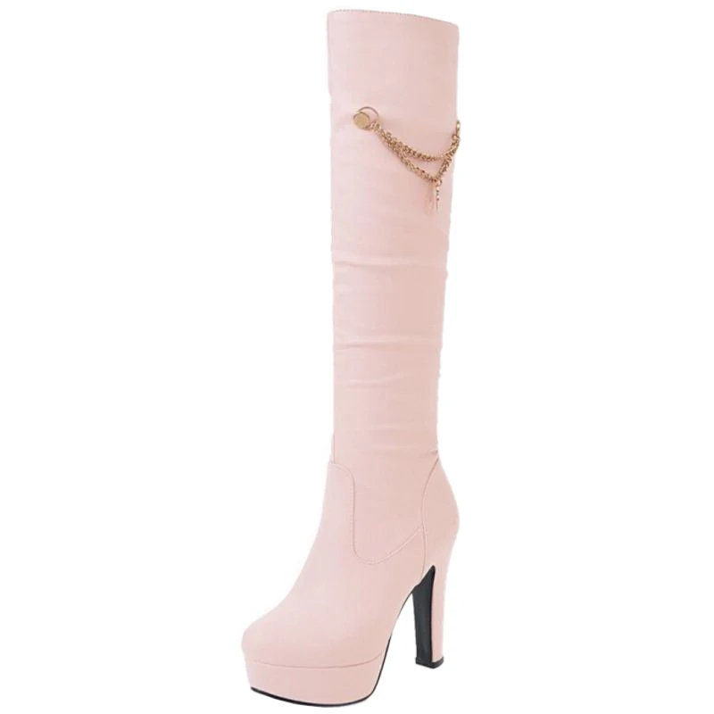 SJJH/женские сапоги до колена с острым носком на массивной платформе 12 см