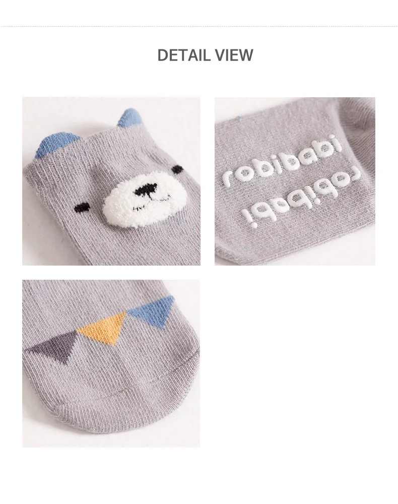 2pairs / lot Cartoon animal design Cotton Baby Socks Newborn Floor Socks kids Short Socks Silica gel anti-skid Socks