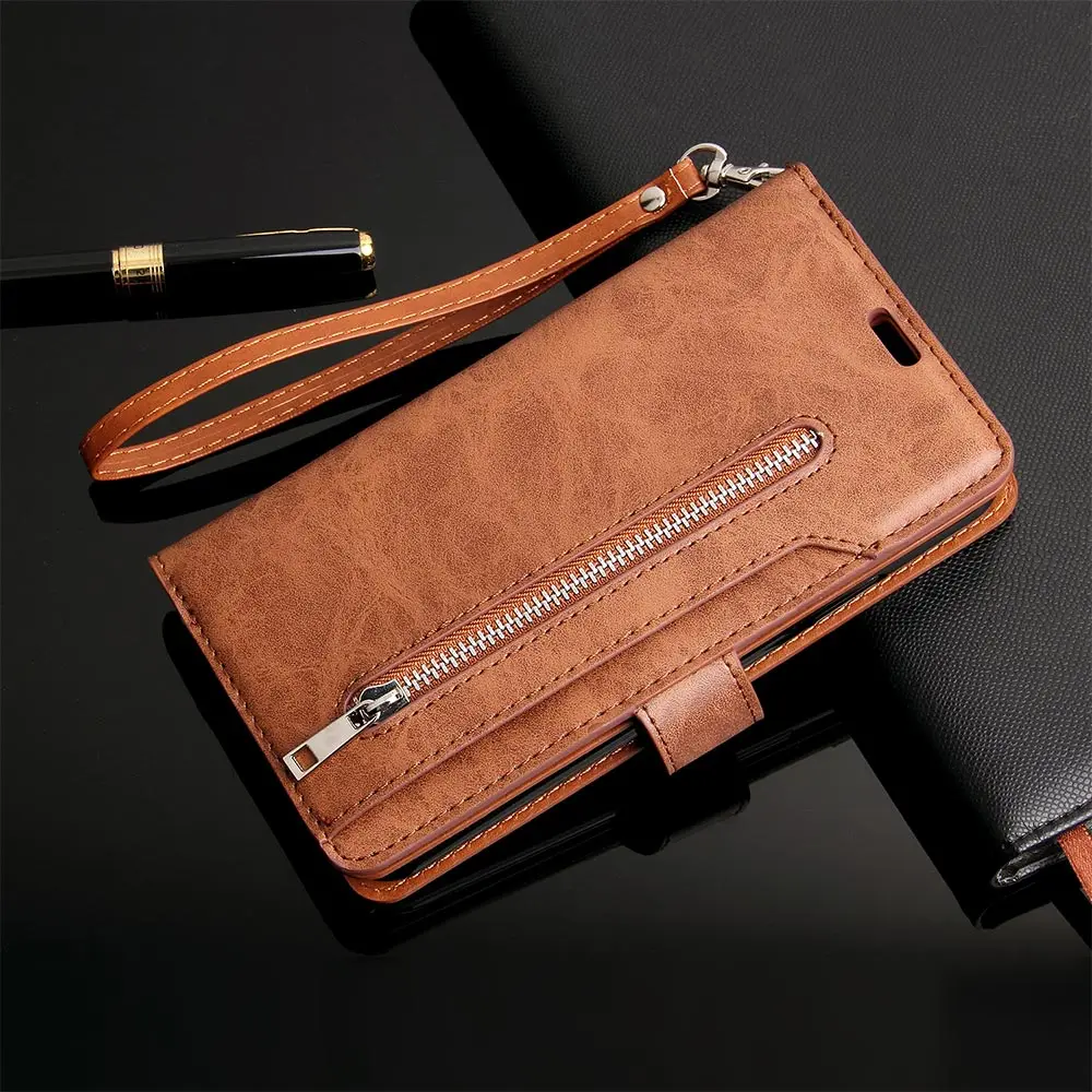 Кожаный чехол-кошелек в стиле ретро для Samsung S10 S9 S8 Plus S7 Edge S10e чехлы на молнии Note 8 9