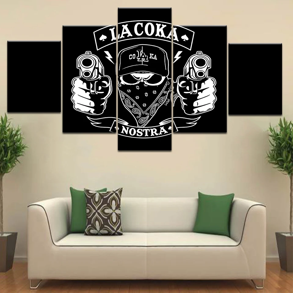 Большая HD Модульная картина 5 шт. La Coka Nostra Lnc хип хоп мультфильм плакат Холст Живопись горячие настенные картины для декора гостиной