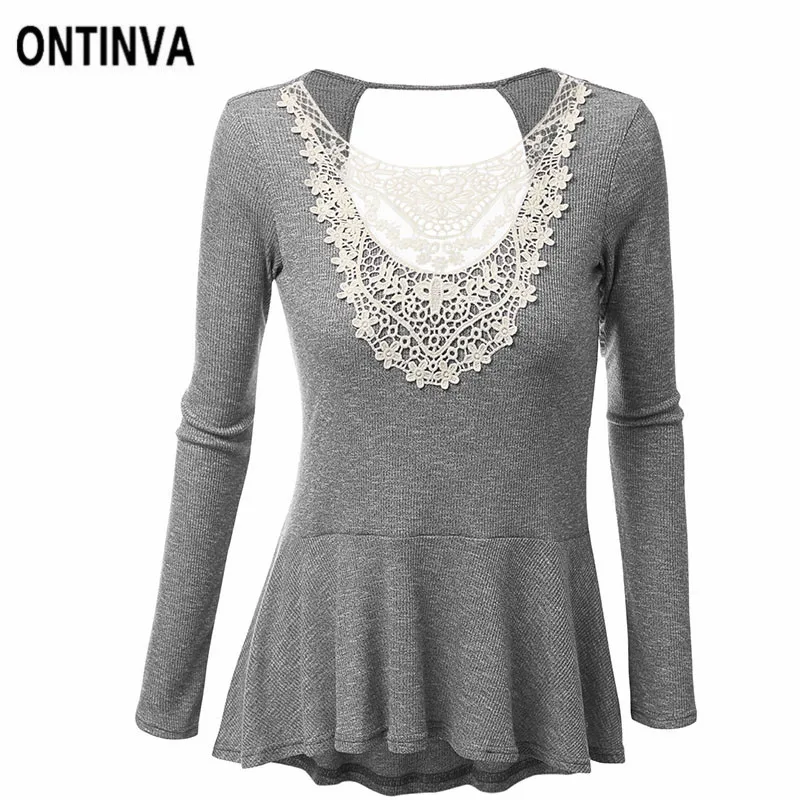 Женские кружевные лоскутные плиссированные туники Длинные футболки модные