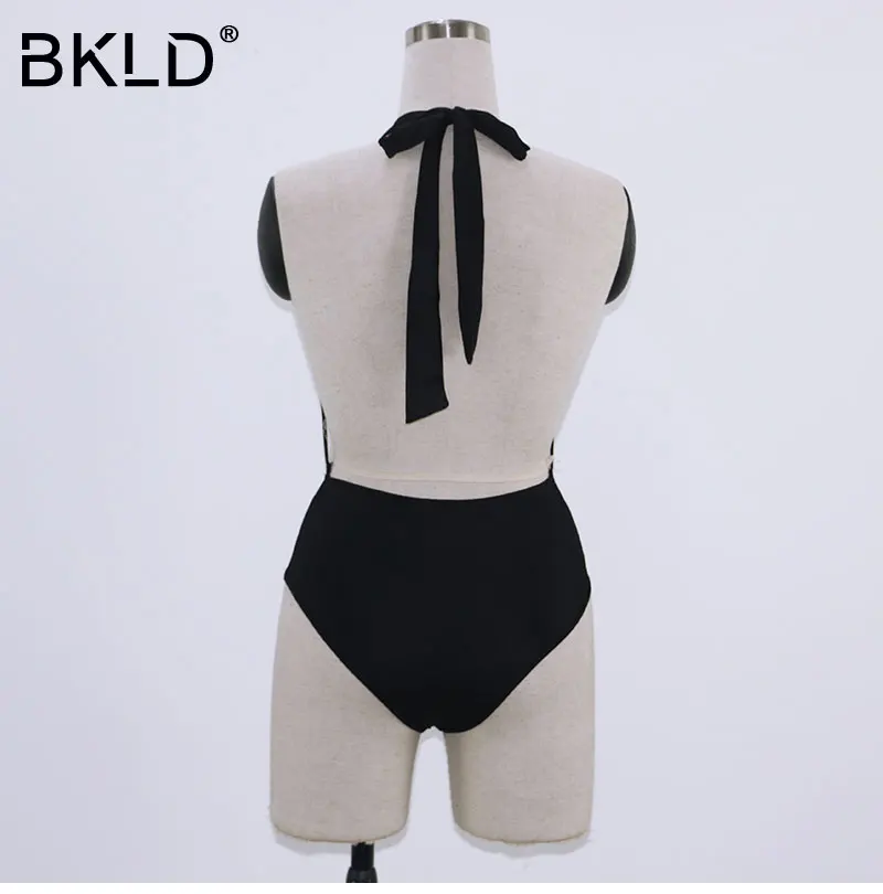 BKLD прозрачное пляжное трико с лямкой через шею 2018 элегантное боди цветочной