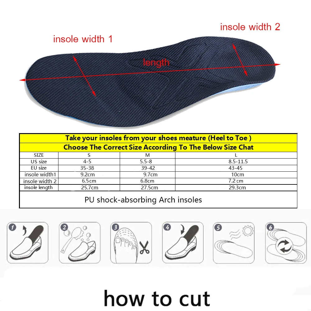 Arch Support Insoles Foot Care for Plantar Fasciitis Heel Spur Sport Insoles Shock Absorption Pads arch orthopedic insole