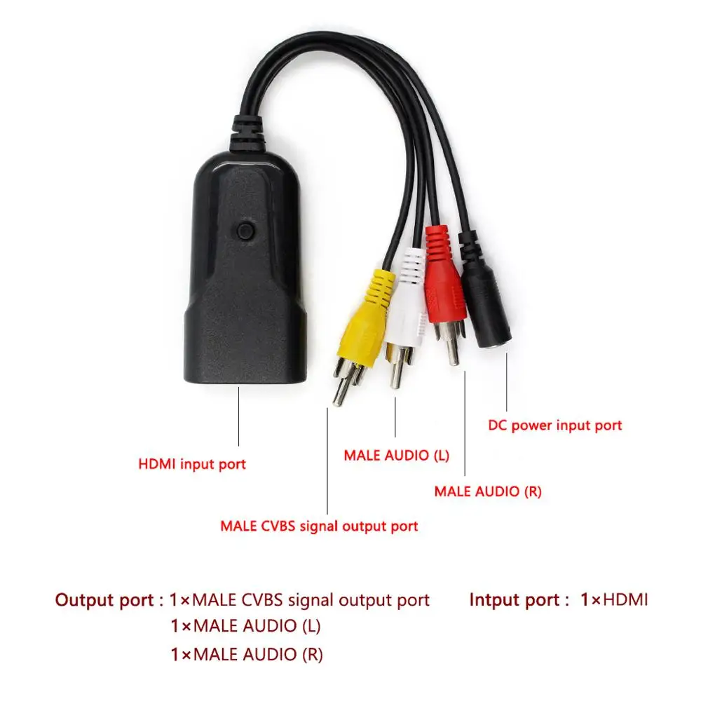 HD 1080P HDMI совместимый с AV/RCA CVBS адаптер мини HDMI2AV видео конвертер коробка для TV PS3