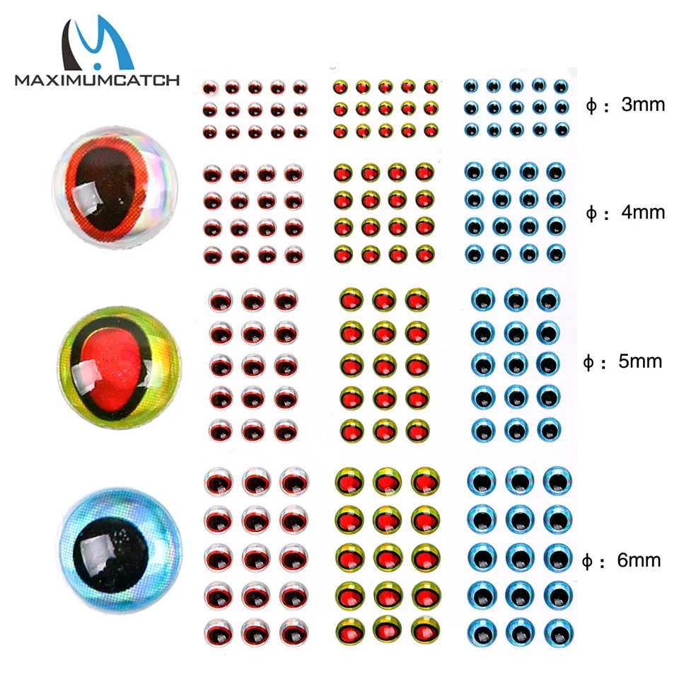 Maximumcatch 915 шт. 3 цвета Мягкая формованная 3D голографическая приманка для рыбалки рыбий глаз для завязывания мух материал