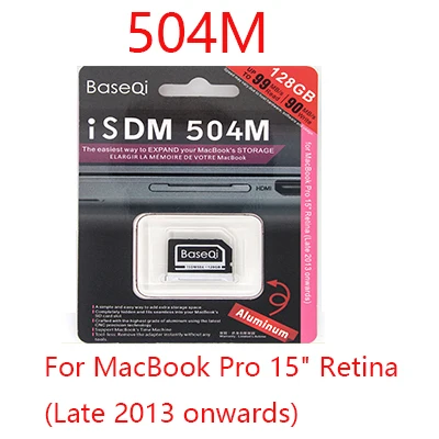 128GB-504M BaseQi алюминий 128 ГБ памяти расширения sd-карты для MacBook Air 1" и MacBook Pro 13"/15" - Емкость: 128GB-504M