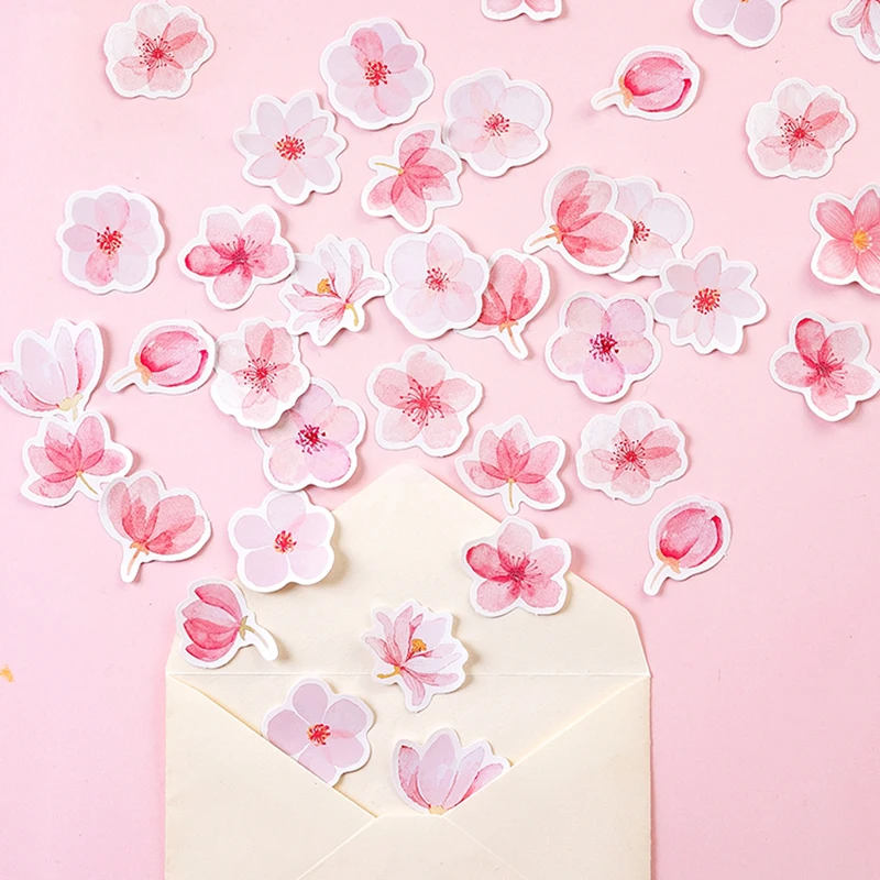 45 шт./кор. розовая наклейка с цветком вишни Красивая клейкая декоративная