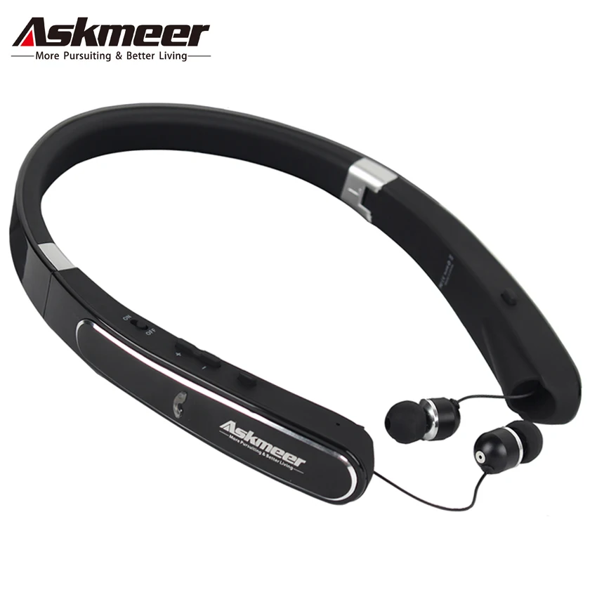 Askmeer Bluetooth наушники беспроводные шейные спортивные наушники вкладыши гарнитура с микрофоном громкой связи звонки для телефона