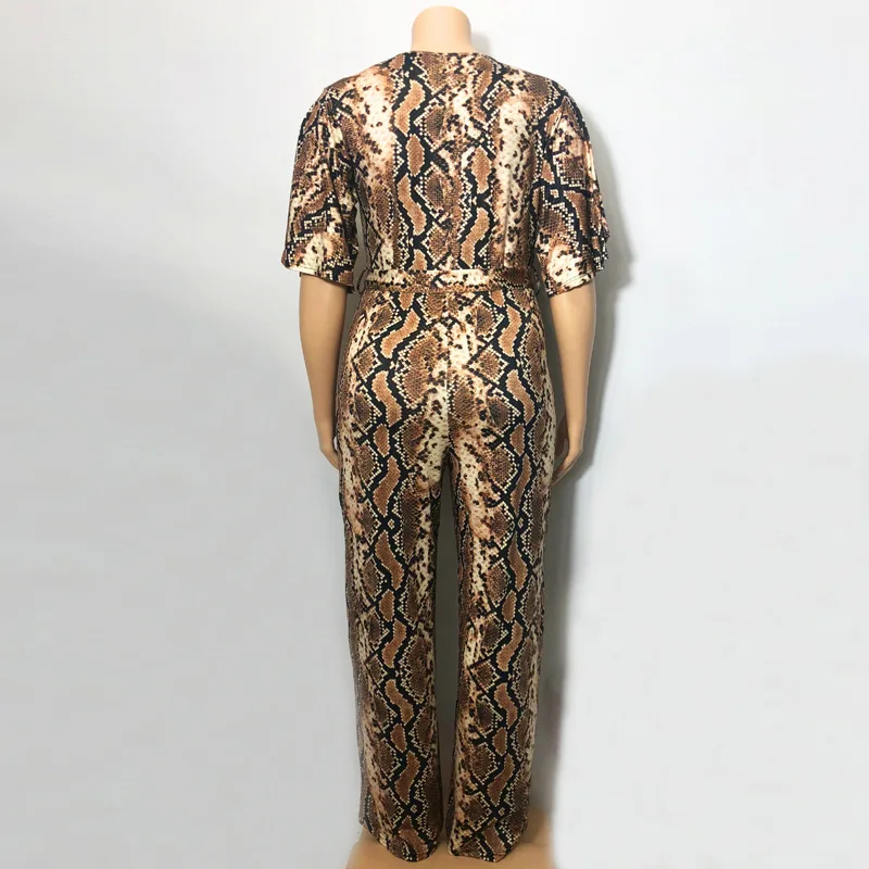 

Women Casual Jumpsuit Sexy 2019 Vintage Leopard Print 5XL Plus Size Wide Leg Rompers Fashion Snake Elegant Summer Long Jumpsuits