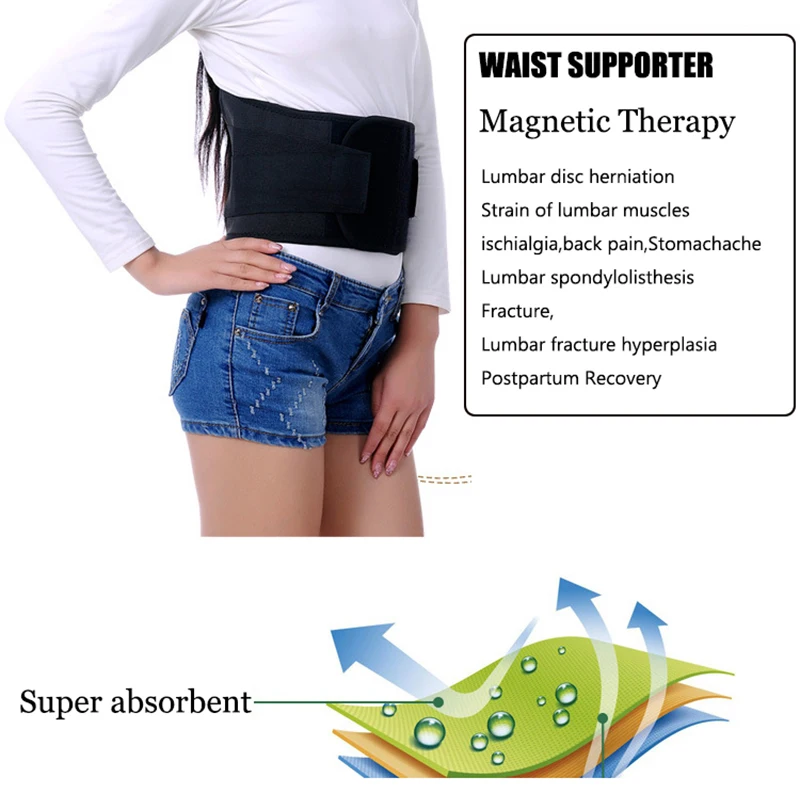 Высокая эффективность Регулируемая Поясничная Поддержка Пояса Турмалин