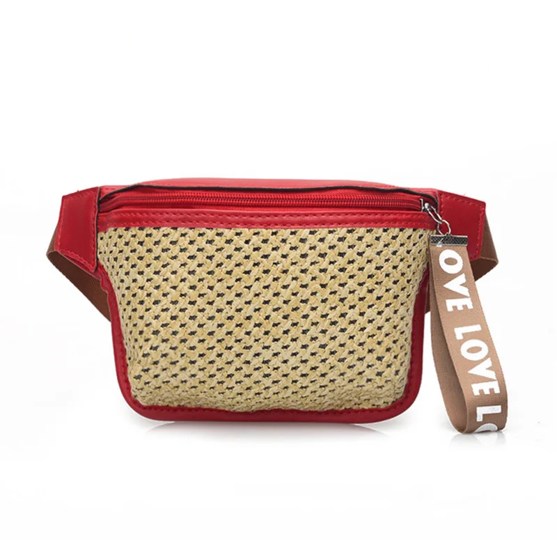 Red waist bag Женская поясная сумка, модные соломенные поясные сумки, повседневная поясная сумка для путешествий для женщин, нагрудные пакеты, сумка для девушек, 030391 - Цвет: Red waist bag
