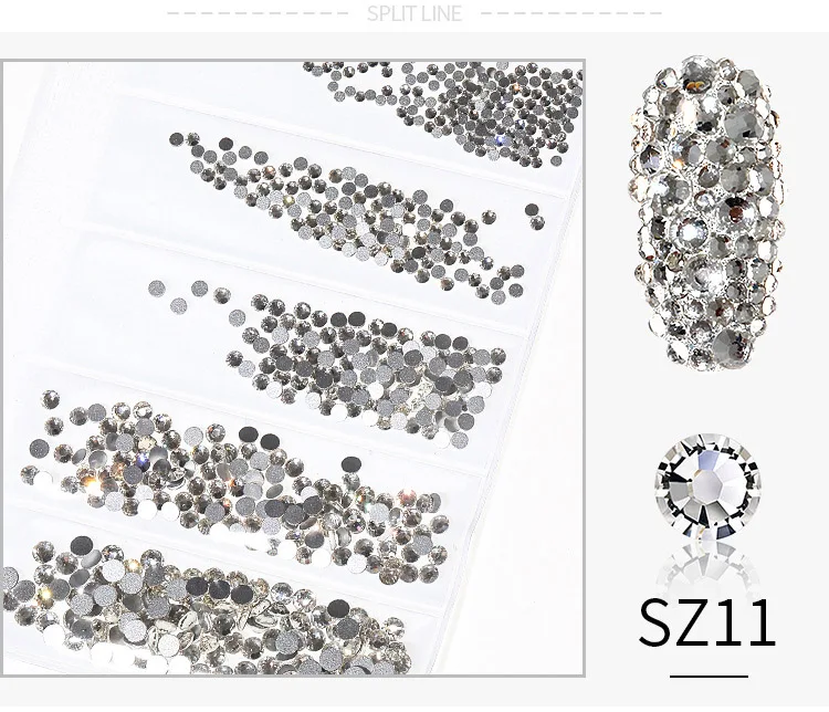 1300 шт 6 размеров/упаковка стеклянные стразы с плоским дном для дизайна ногтей AB Кристальные украшения для дизайна ногтей Акриловые инструменты для блеска ногтей - Цвет: 11