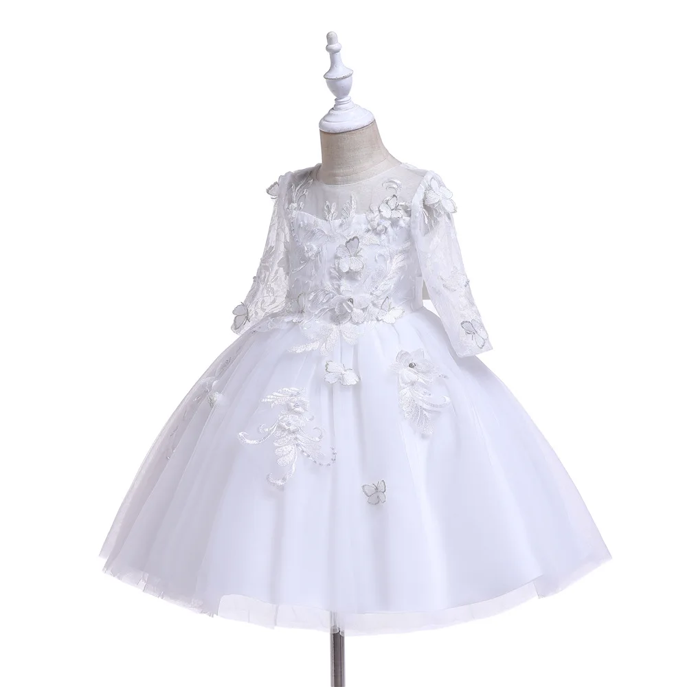 2021 элегантные Платье для девочек с цветочным узором детская одежда из кружева