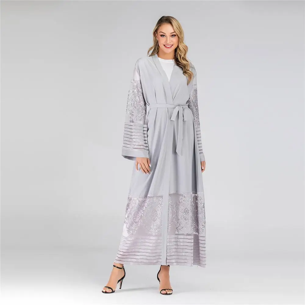 

Модное женское мусульманское платье Abaya, элегантный кардиган, Клубная вечеринка, вышивка, сетка, мусульманская одежда, Оман, Катар, ОАЭ, кафт...