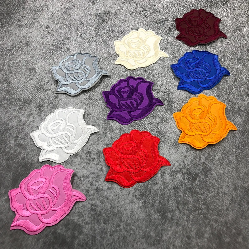 JOD красный Сделай Сам Железный цветок патчи для одежды декоративная заплатка