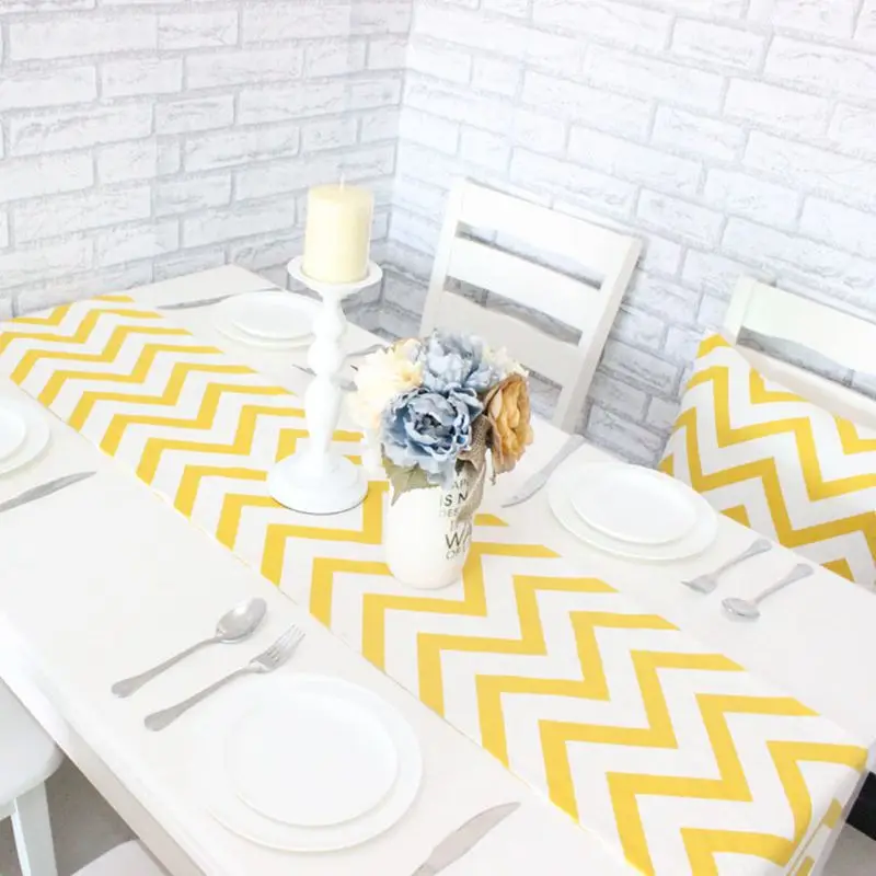 5 Color Simple Style Cotton Table Runners Geometric Print Canvas Ribbon Rustic Home Decoration | Дом и сад