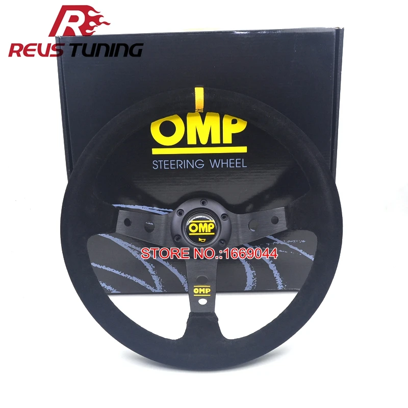 350 мм Глубокая тарелка Черная ручка гоночный автомобиль Спорт замшевое рулевое