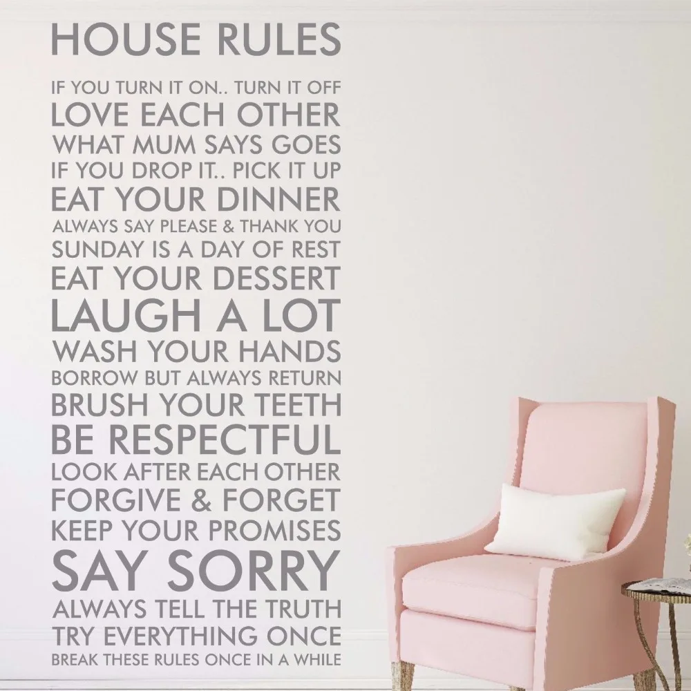 

HOUSE RULES | Vinyl wall art sticker quote decal | funny family Art Decor living room Home Decor Wall Sticker D248