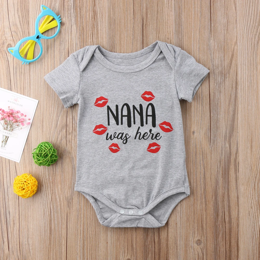 I love NANA/Милый хлопковый комбинезон для новорожденных девочек и мальчиков, комбинезон для детей, одежда для малышей, 3 цветные наряды, Новинка лета года