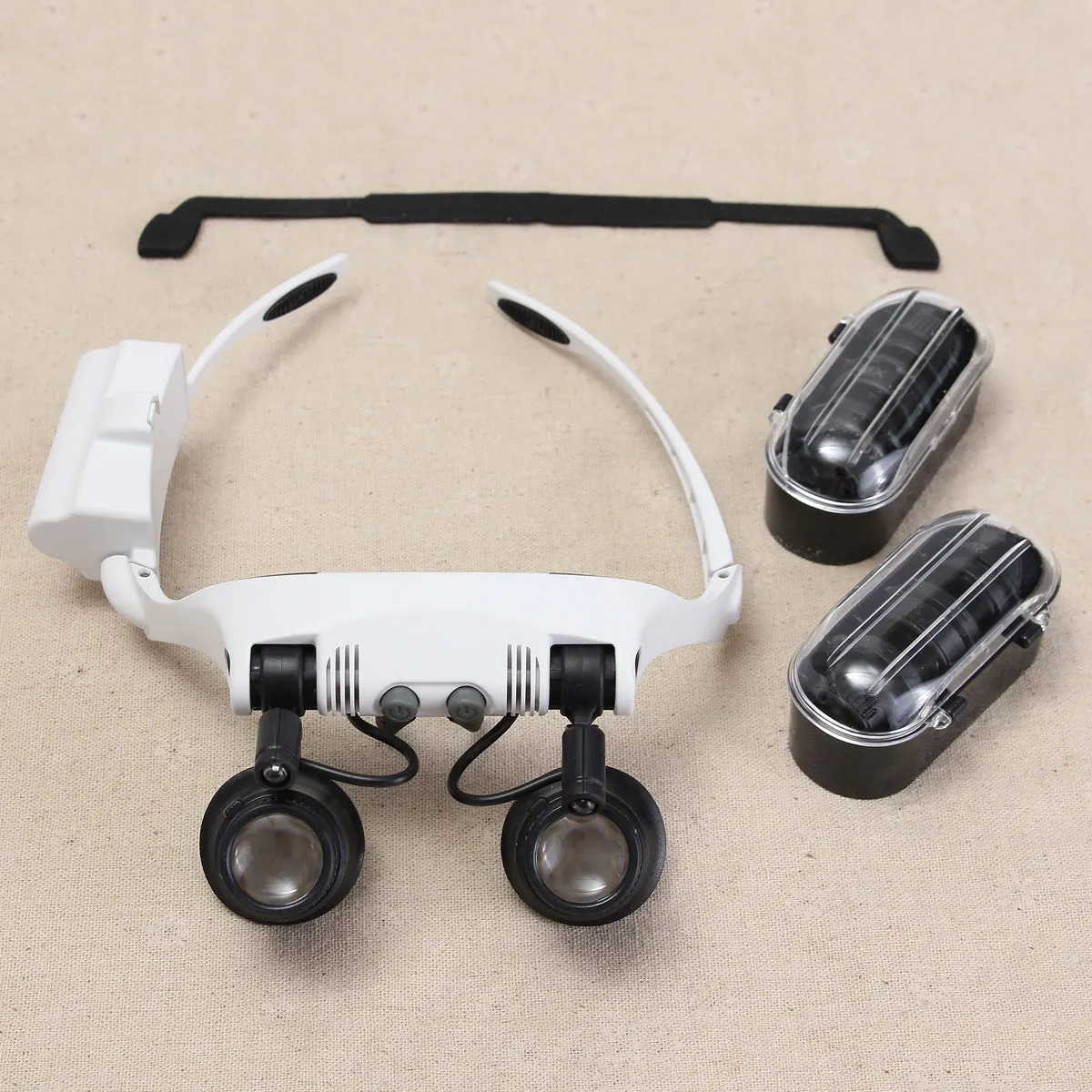 

10X 15X 20X 25X Portable Head Wearing Magnifying Glass LED Double Eye Repair Magnifier Loupe Glasses With 5 Pcs Lenses LED Lamp