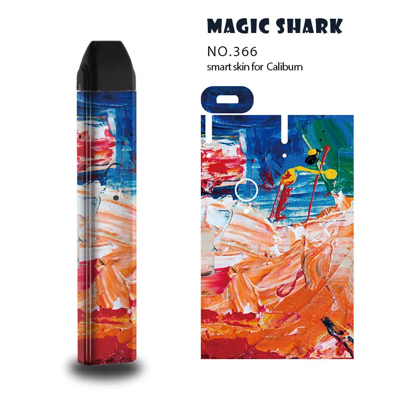 Magic Shark Fashion Stylish Colorful Painting PVC Cover Sticker Case Wrap Film for Uwell Caliburn No Fade 361-370 | Мобильные