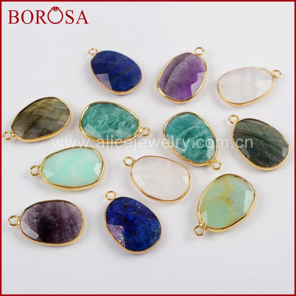 BOROSA 10 шт. Новый Подвеска в виде капли с блестками Лабрадорит белый кварц граненый
