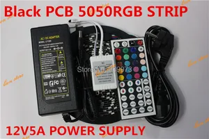 Гибкий Черный PCB версия Водонепроницаемая 5050 RGB Светодиодная лента 5 м 300 LED SMD 44 клавиши ИК пульт дистанционного управления 12В 5А адаптер питания