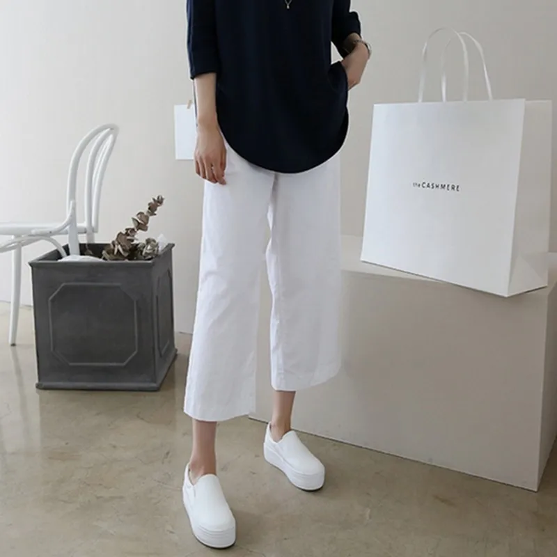 Plus Size Women Pants Elastic High Waist Wide Leg Trousers Solid Color Commuting Pantalon Femme Casual Ankle-length | Женская одежда