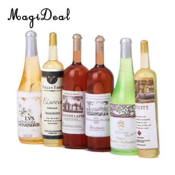 MagiDeal 6 шт./лот мини красочные 1/12 весы бутылки для вина кукольный домик миниатюрная