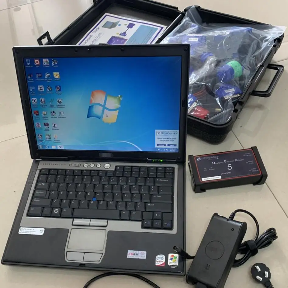 

dpa5 truck scanner dearborn protocol adapter 5 truck diagnostic tool adapter full cable with software in D630 laptop 4gb ram