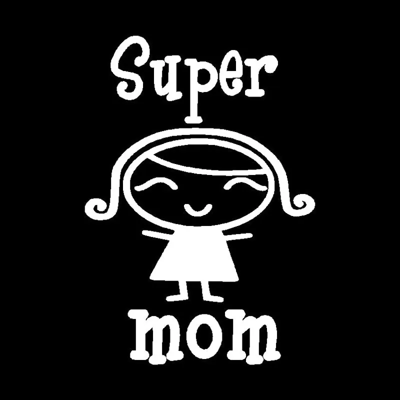 

10.7CM*15.2CM Super Mom Unique Vinyl Graphic Decal Car Sticker Great Motorcycle Car Styling Accessories Black Sliver C8-0947