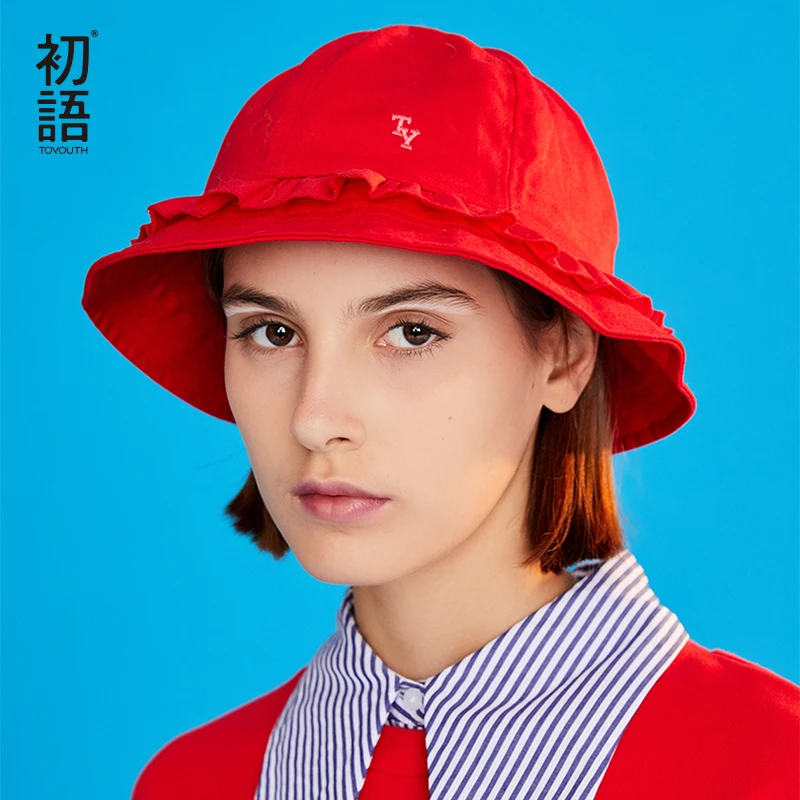 Toyouth однотонная хлопковая черная женская шляпа ведро с кружевами и буквенным