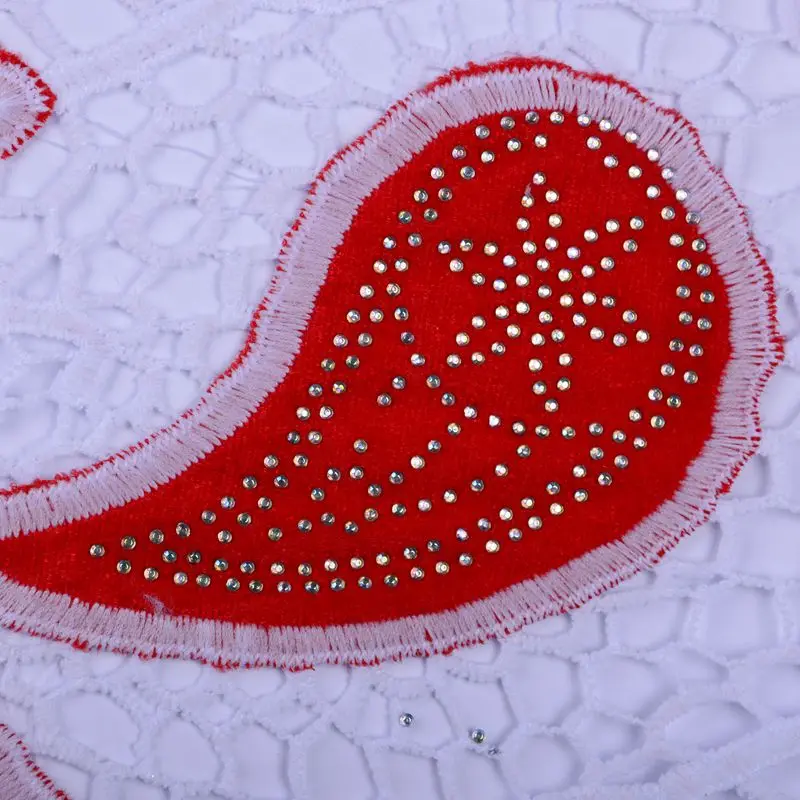 Модный молочный Шелковый материал африканская кружевная ткань с бархатом белый