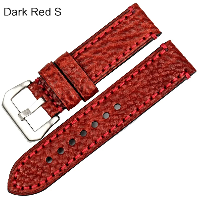 Dark Red S MAIKES новые модные аксессуары для часов 20 22 24 26 мм Итальянские Кожаные Ремешки для наручных часов красный ремешок для часов Panerai браслет - Цвет ремешка: Dark Red S