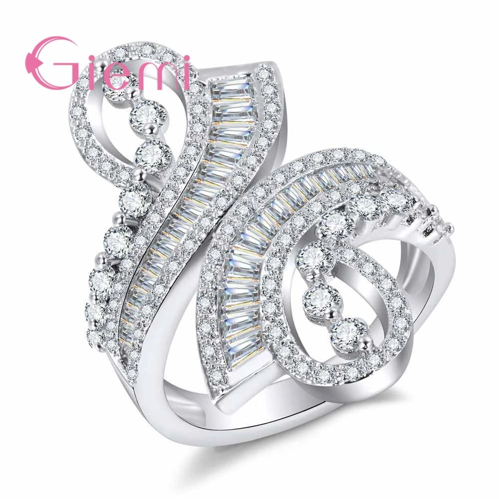 

New Arrival Unique White Cubic Zircon Jewelry For Women Engagement Party Rings Real 925 Sterling Silver Female Bague