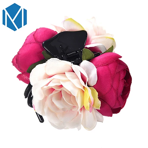 rose with begie М мизм девушки цветы шпильки заколка для волос когти головной убор заколки для волос аксессуары для волос для женщин украшение для волос для невесты - Цвет: rose with begie