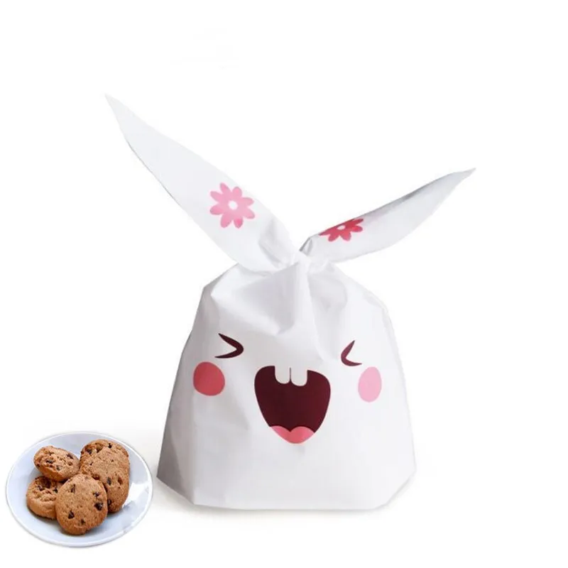 FEIGO 10 шт. милый большой кролик белая упаковка для печенья бисквит пластиковый