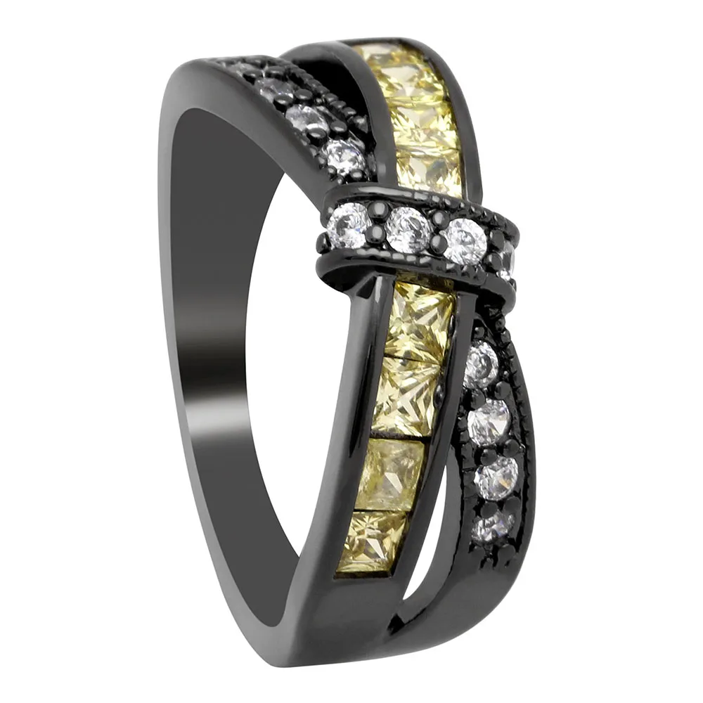 Обручальные кольца UFOORO в форме Креста розового/синего/зеленого цвета с цирконием